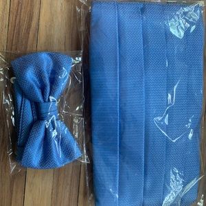 Blue bow tie and cummerbund